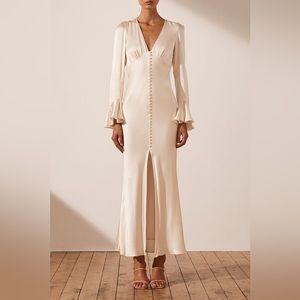 Shona Joy La Lune FRILL CUFF BIAS MIDI DRESS